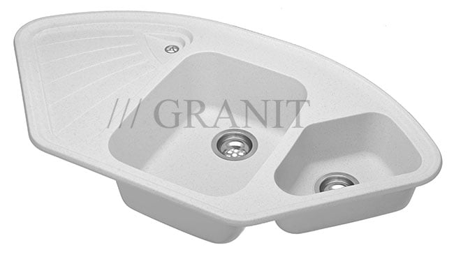Гранитная мойка-106 белый мрамор
