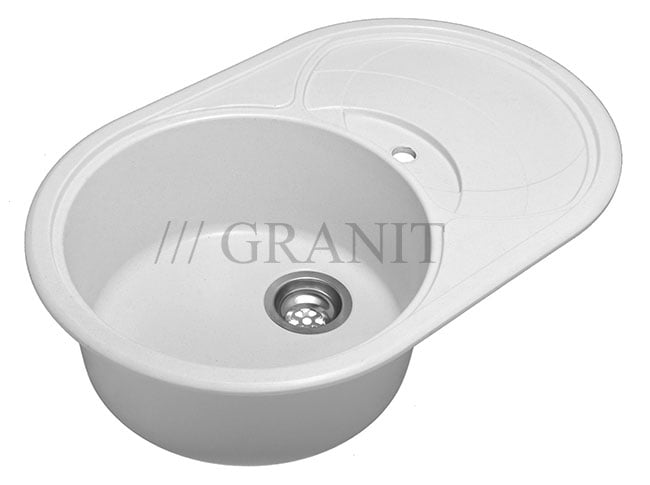Гранитная мойка-78 кепка белый мрамор
