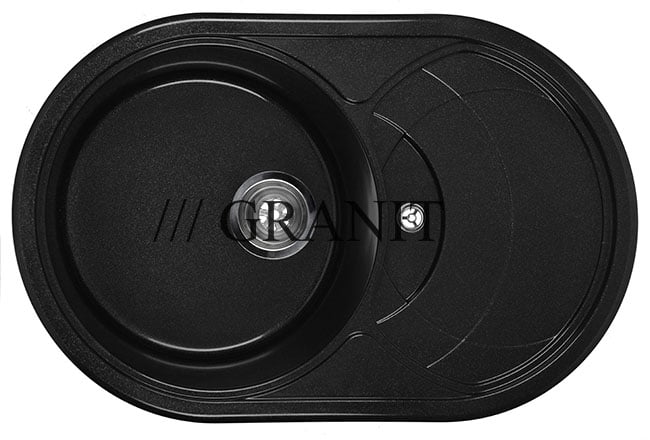 Кухонная гранитная мойка 78x50 кепка чёрная